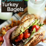 Everything Avocado Turkey Bagel Sandwiches Pinterest Image