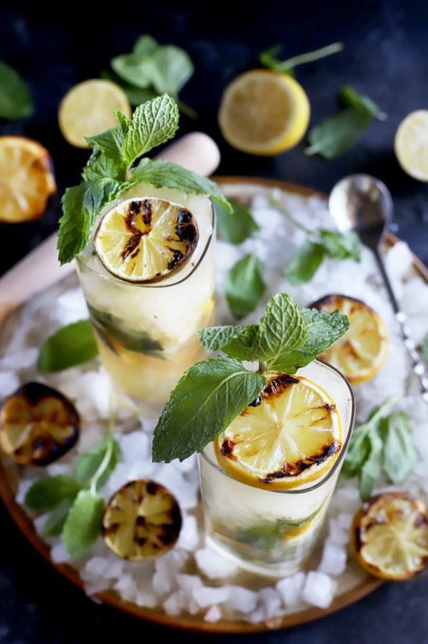 Citrus cocktail with mint and grilled