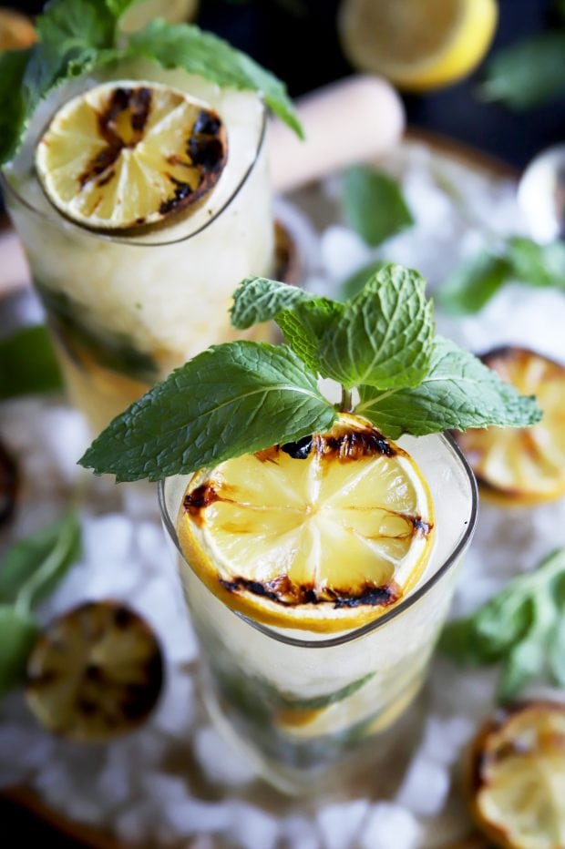 Grilled citrus garnishing a summer mojito