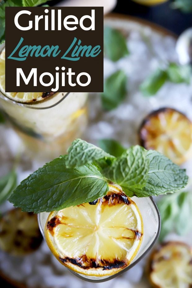 Grilled Lemon Lime Mojito Cocktail Pinterest image