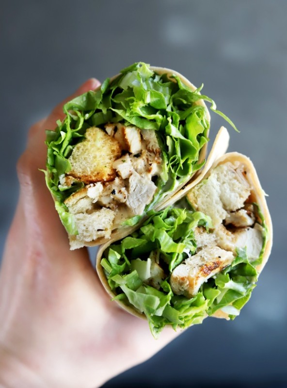 Healthy caesar salad chicken wrap from Copper Pot in Denver