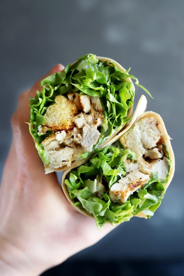 Healthy caesar salad chicken wrap from Copper Pot in Denver