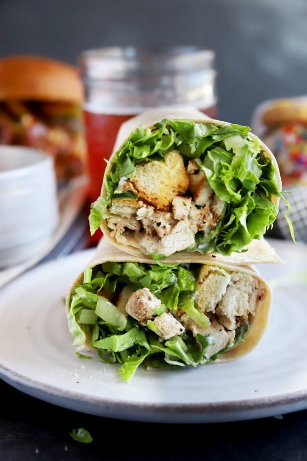 Stacked caesar salad chicken wrap delivered in Denver by Grubhub