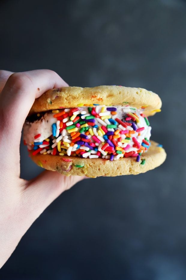 Holding an ice cream sandwich