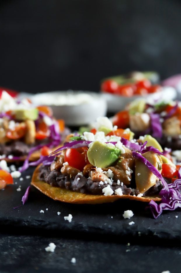 Easy chicken tostadas from the side