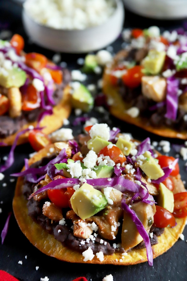 Pollo Asado Chicken Tostadas with Black Beans | Cake 'n Knife