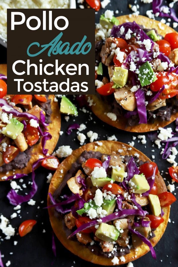 Pollo Asado chicken tostadas Pinterest image