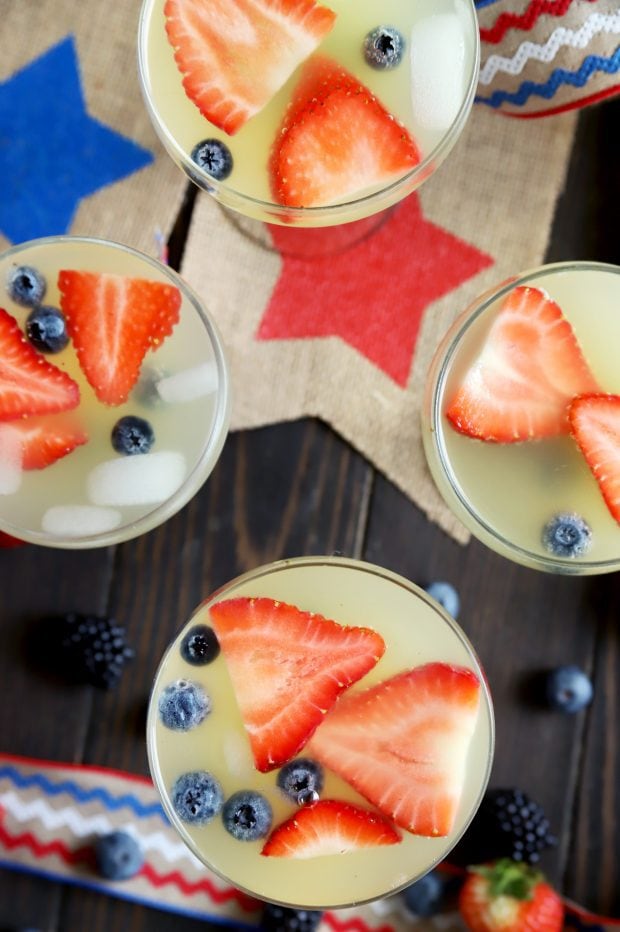 Easy July 4th punch cocktail that's red white and blue