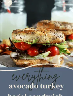 Everything Avocado Turkey Bagel Sandwich Pinterest Image