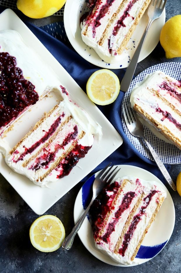 Slices of frozen cake