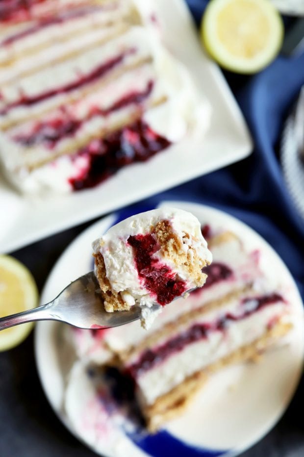 Bite of layered frozen dessert