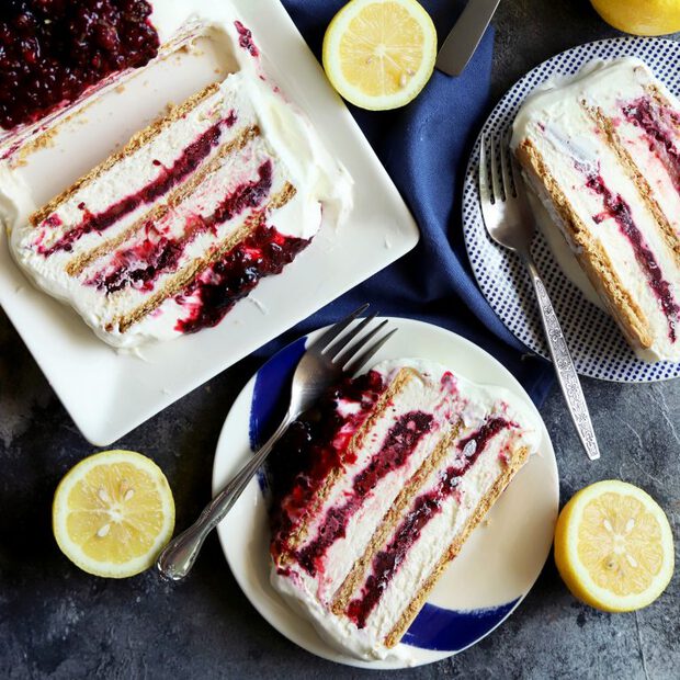 Blackberry lemon icebox cake thumbnail image