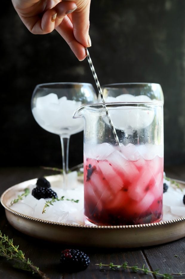 Stirring a gin cocktail