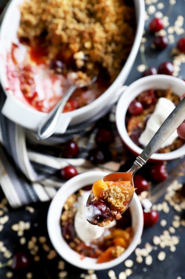 Spoonful of cherry crumble