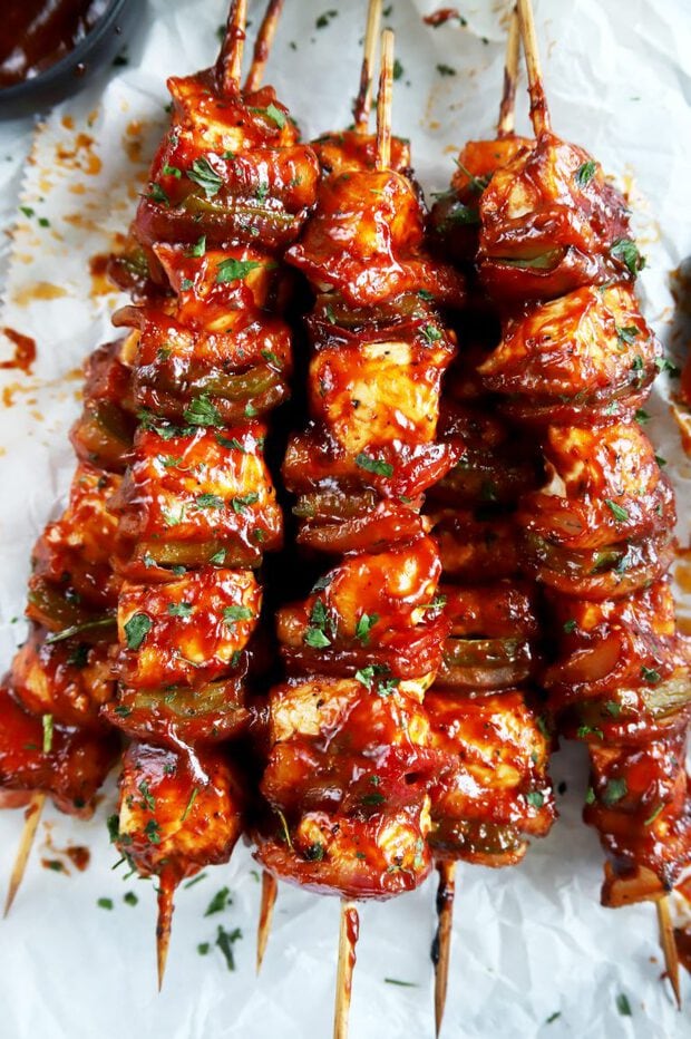 Grilled Chipotle BBQ Chicken Skewers | Cake 'n Knife