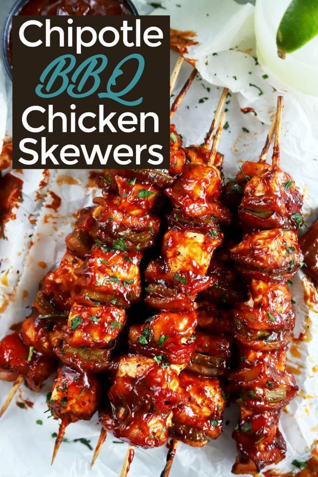 Chipotle BBQ Chicken Skewers Pinterest Image
