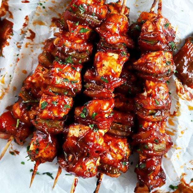 Grilled Chipotle BBQ Chicken Skewers Cake 'n Knife