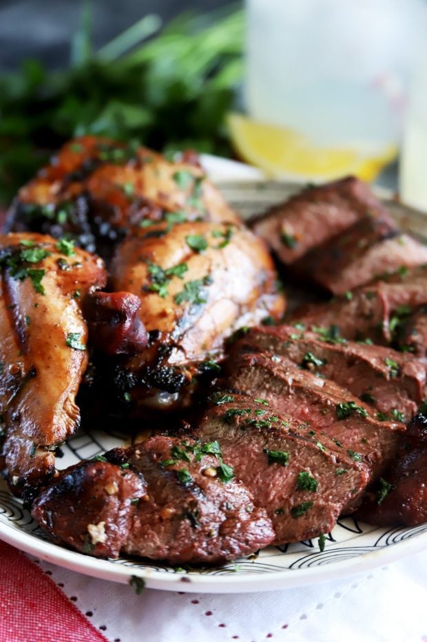 Side shot of grilled flat iron steak