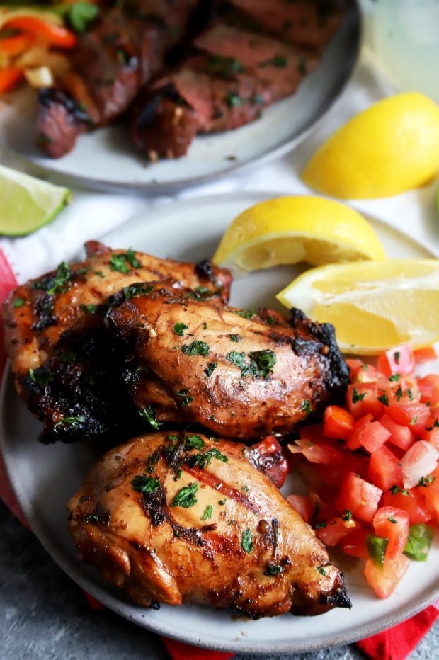 Grilled chicken thighs