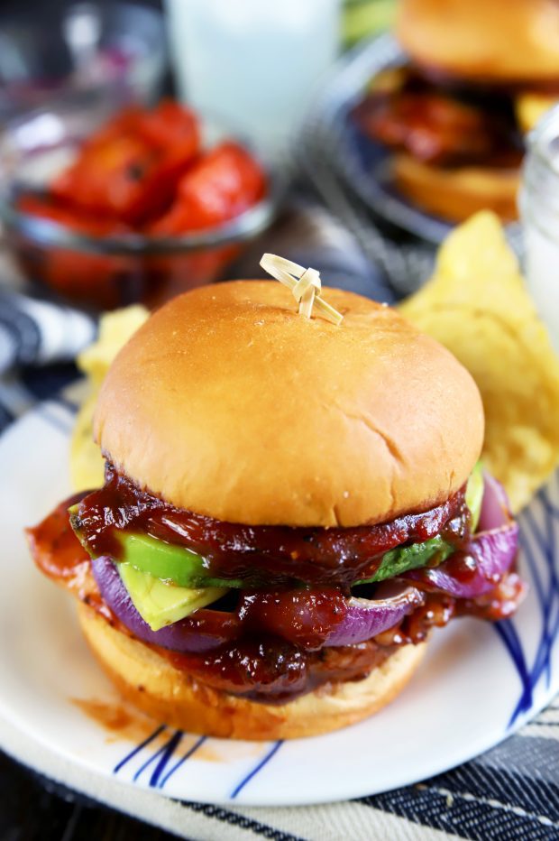 Grilled chicken sandwich with BBQ sauce