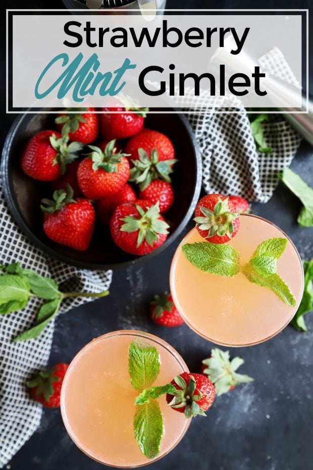 Strawberry Mint Vodka Gimlet Pinterest image
