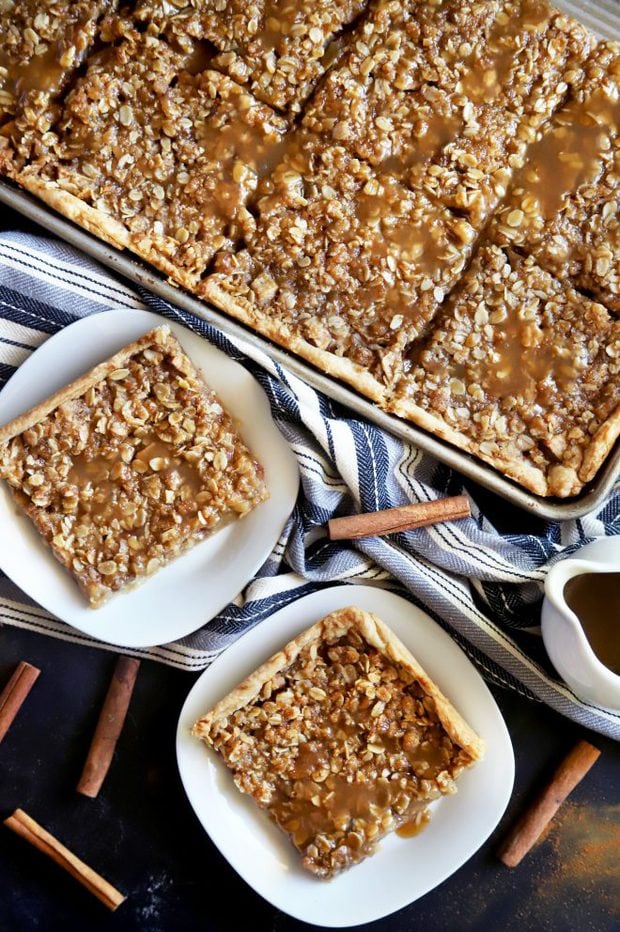 Slices of fruit pie and in the pan