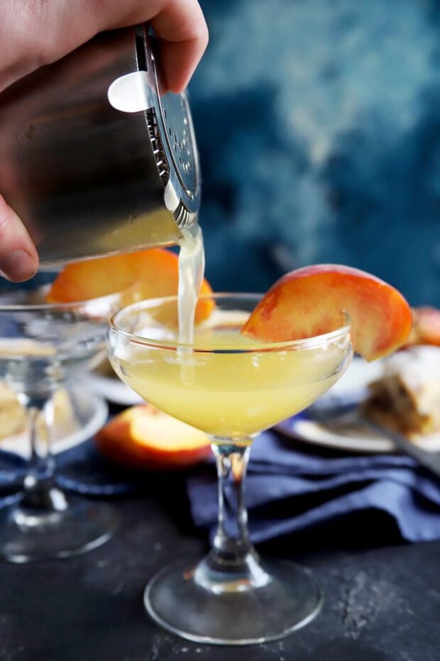 Pouring cocktail from a shaker