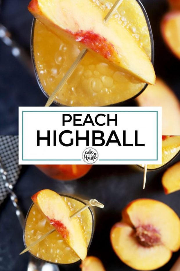 Peach highball cocktail Pinterest image