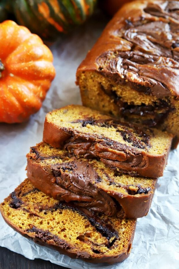 Pumpkin Banana Bread With Nutella Swirl Cake �n Knife