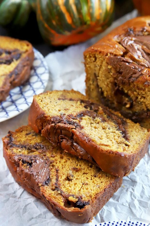 Slices of freshly baked banana bread