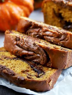 Thumbnail image of pumpkin banana bread with nutella swirl