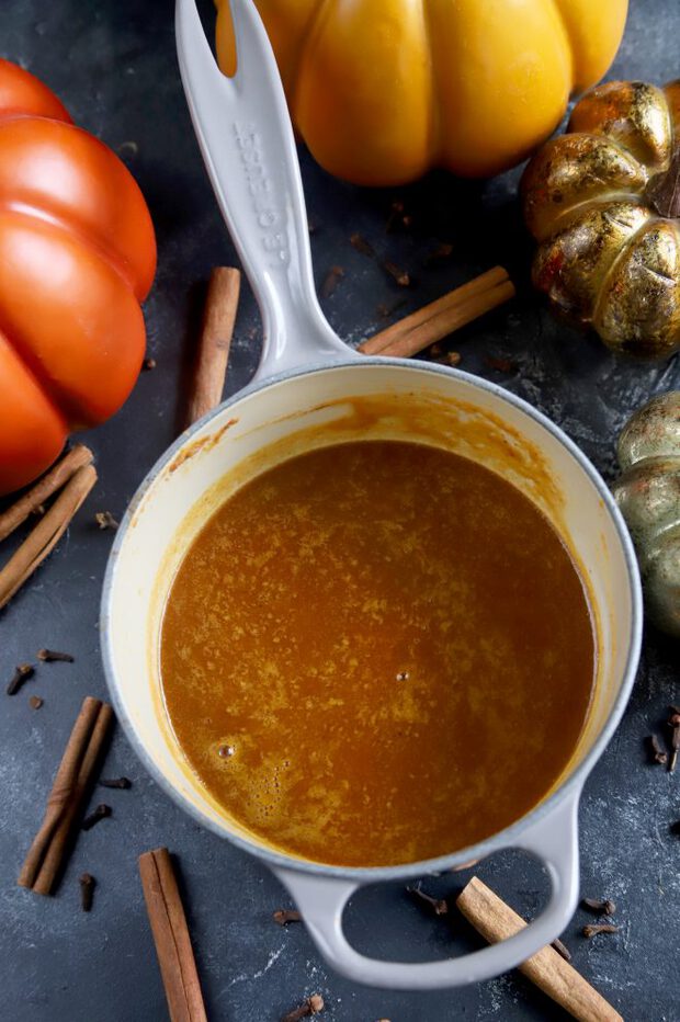 Simple syrup in a saucepan