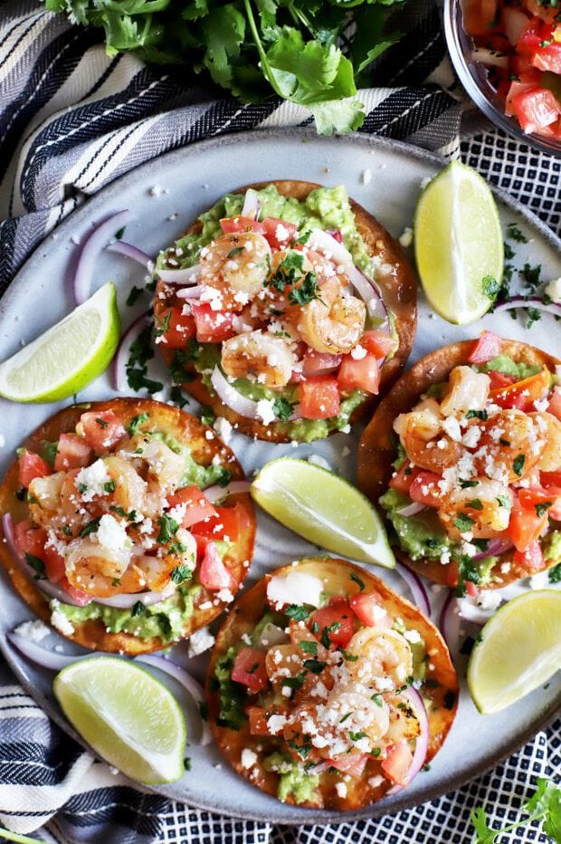 Picture of honey lime shrimp tostadas