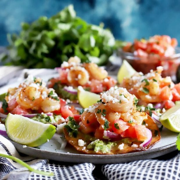Thumbnail image of honey lime shrimp tostadas
