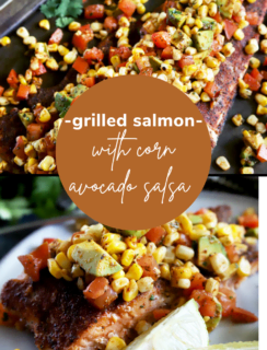 Grilled Salmon with Corn Avocado Salsa Pinterest Photo