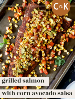 Grilled Salmon with Corn Avocado Salsa Pinterest Image