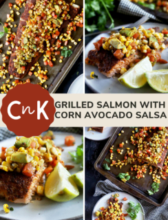 Grilled Salmon with Corn Avocado Salsa Pinterest Graphic