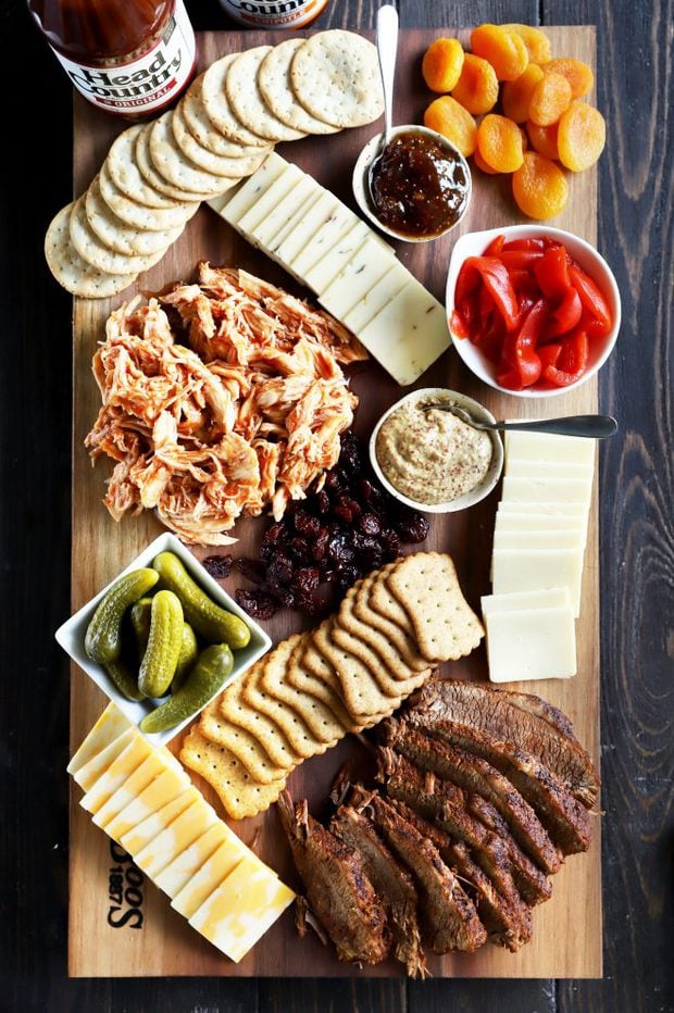 Charcuterie board with BBQ meats