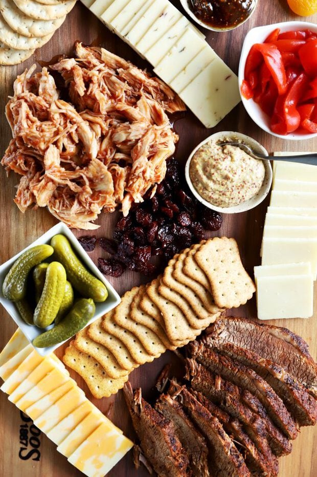 Cheese, crackers and BBQ meats