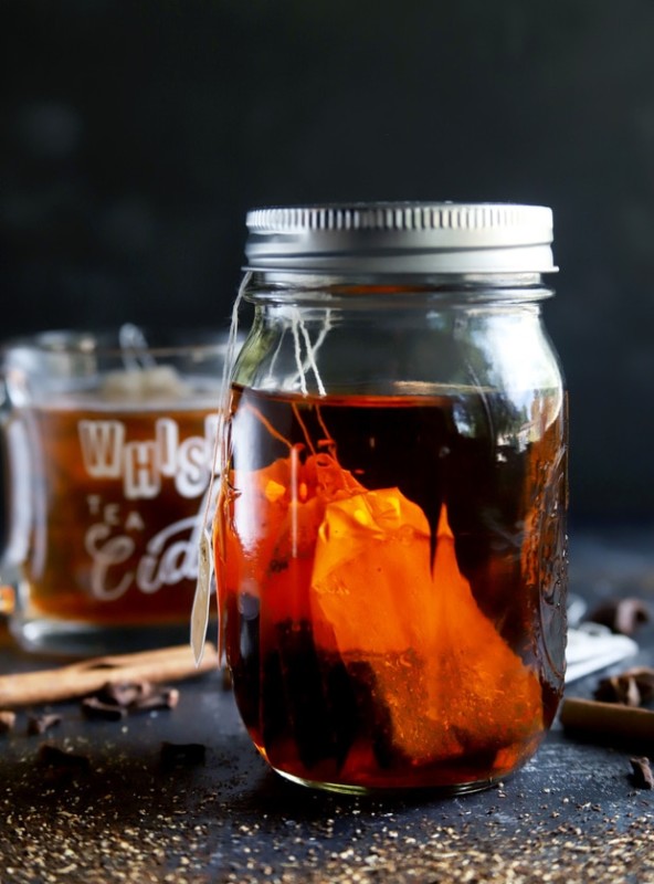 Infusing bourbon in a mason jar