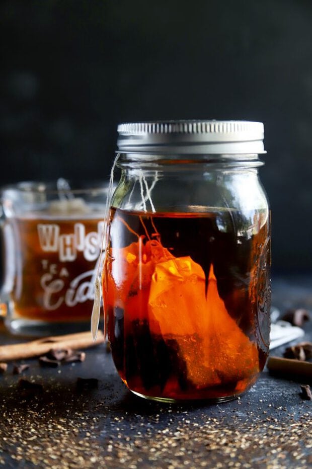 Infusing bourbon in a mason jar