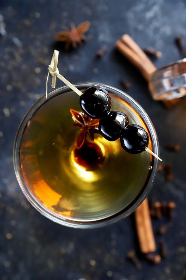 Manhattan cocktail with chai bourbon