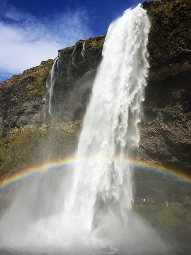 Iceland waterfall with rainbow