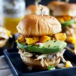 Toasted slider buns with chicken and salsa
