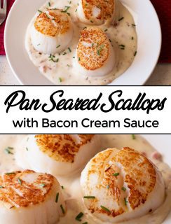 Pan Seared Scallops with Bacon Cream Sauce