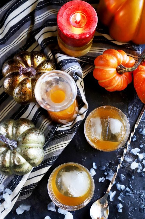 Top down photograph of fall cocktails