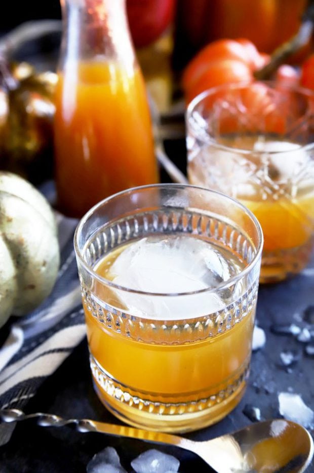 Pumpkin spice old fashioned cocktails