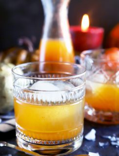 Side photograph of fall cocktails with bourbon