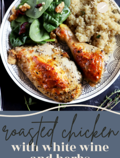 Roasted Chicken with white wine and fresh herbs pin picture