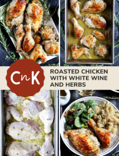 Roasted Chicken with white wine and fresh herbs pin photo